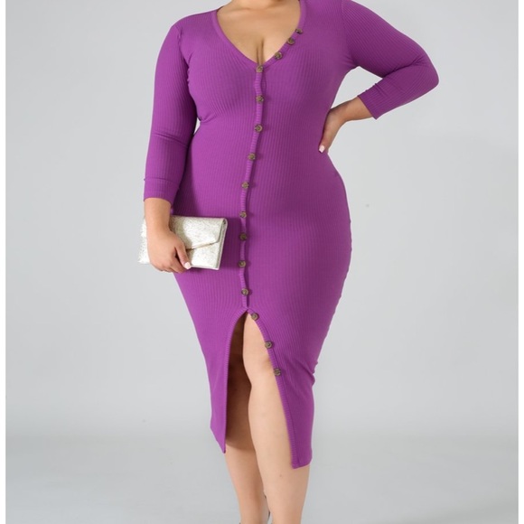Knit Midi Plus Size Dress - Picture 1 of 3
